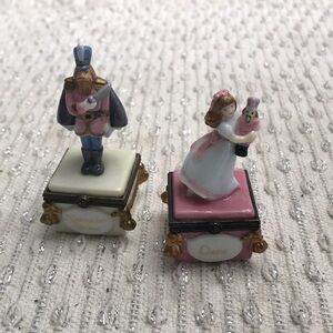 Porcelain Nutcracker Figurine Set - Pink and Blue